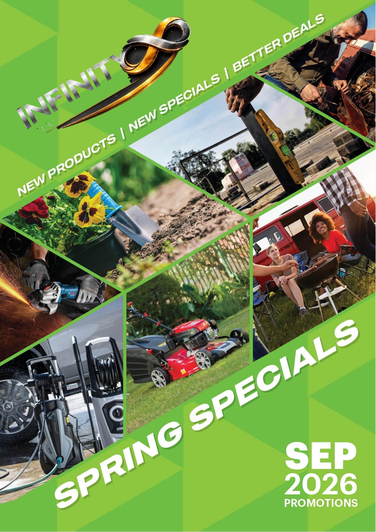 September 2026 Spring Specials campaign cover featuring tools, garden equipment, cleaning equipment and outdoor products.